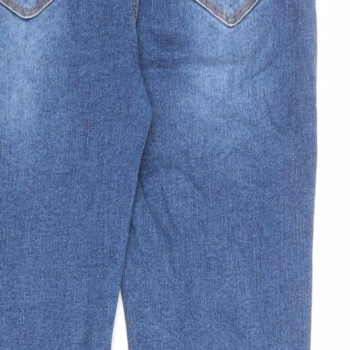 Denim & Co. Girls Blue Cotton Bootcut Jeans Size 13-14 Years L25 in Regular Zip