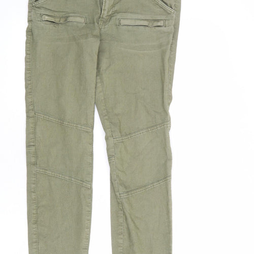 H&M Womens Green Cotton Skinny Jeans Size 14 L29 in Regular Zip