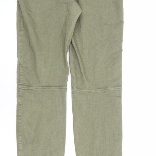 H&M Womens Green Cotton Skinny Jeans Size 14 L29 in Regular Zip