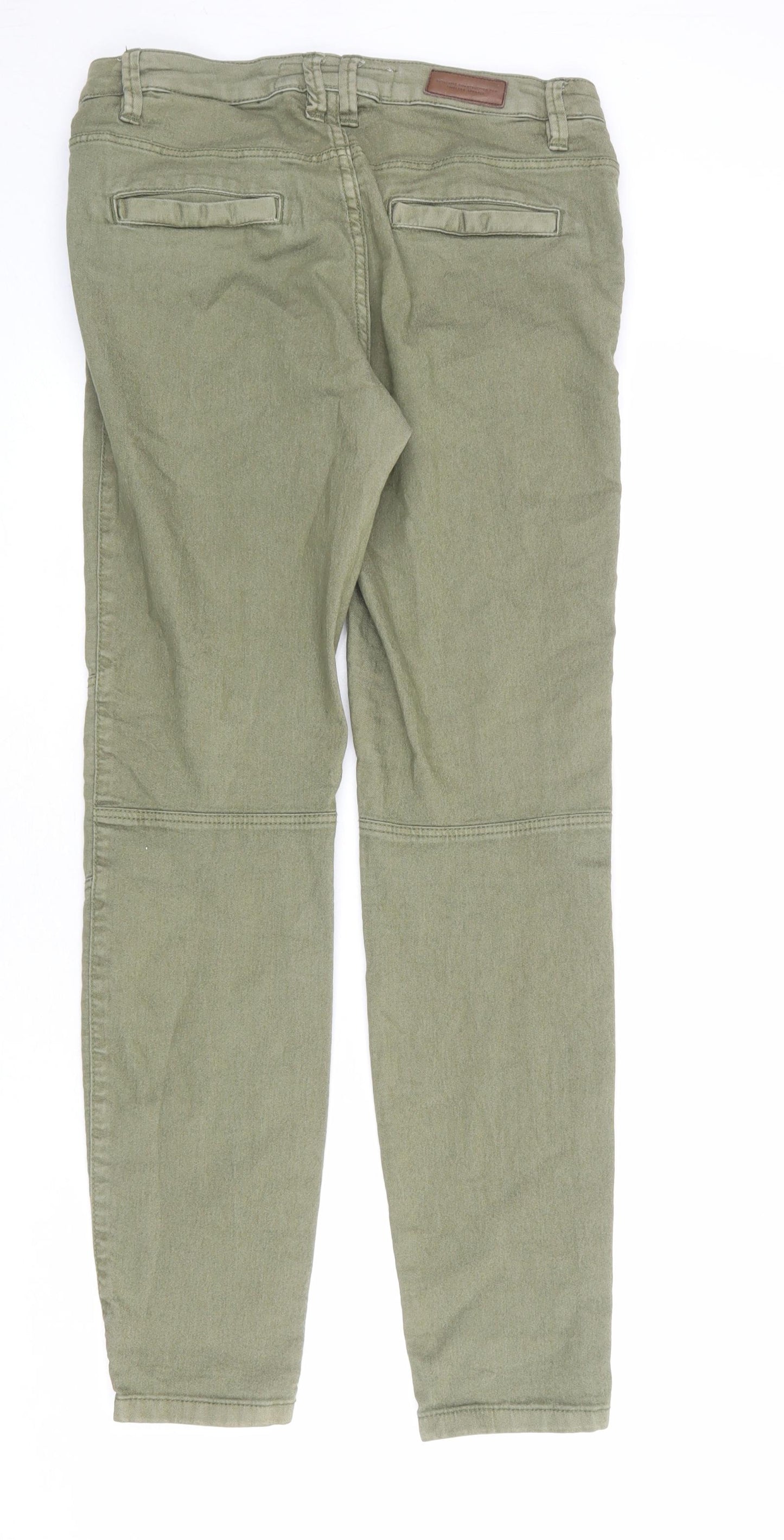H&M Womens Green Cotton Skinny Jeans Size 14 L29 in Regular Zip