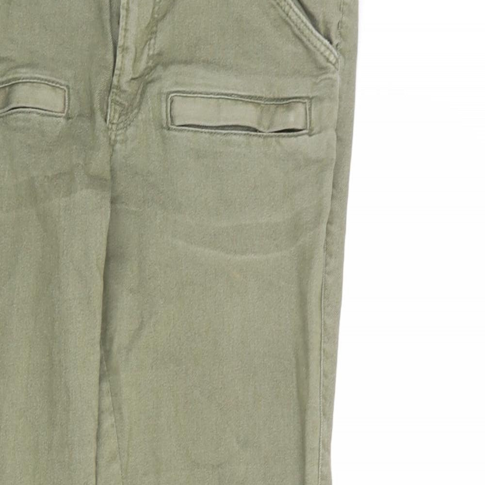 H&M Womens Green Cotton Skinny Jeans Size 14 L29 in Regular Zip