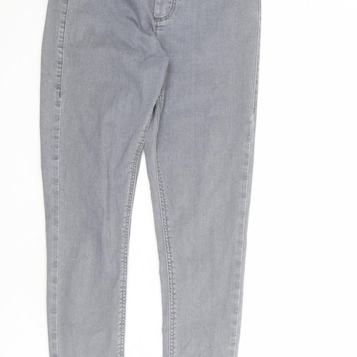 Topshop Womens Grey Cotton Skinny Jeans Size 30 in L28 in Regular Zip