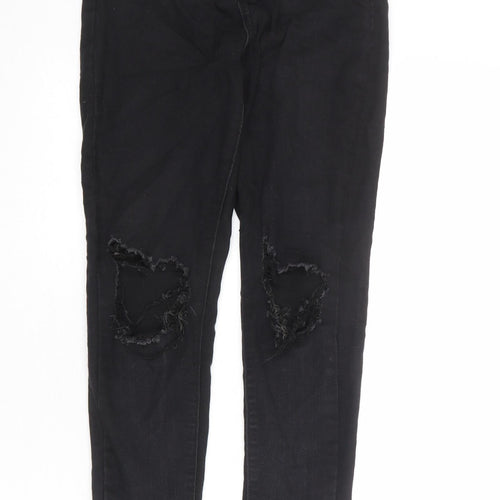 PRETTYLITTLETHING Womens Black Cotton Skinny Jeans Size 6 L27 in Regular Zip