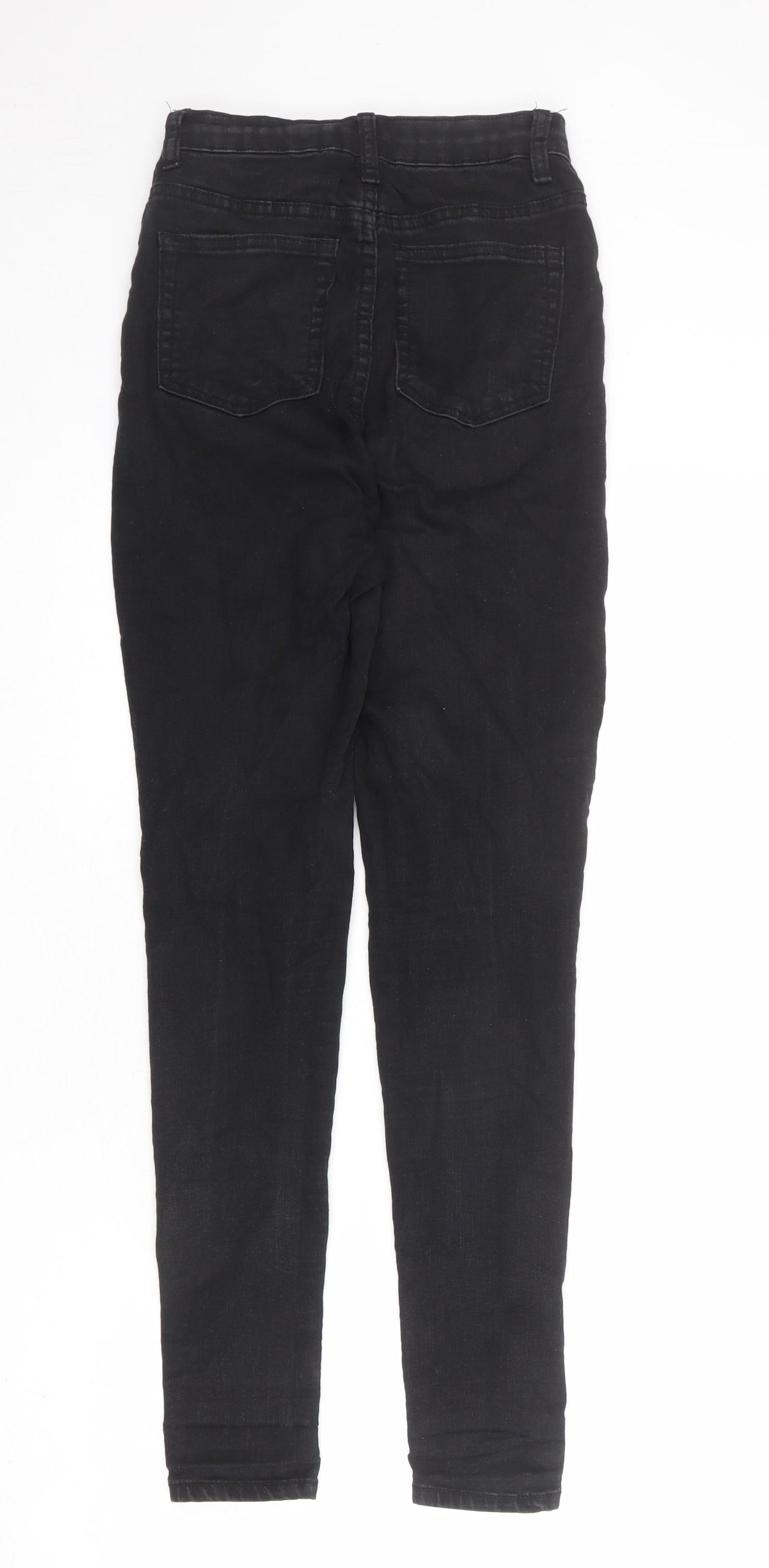 PRETTYLITTLETHING Womens Black Cotton Skinny Jeans Size 6 L27 in Regular Zip