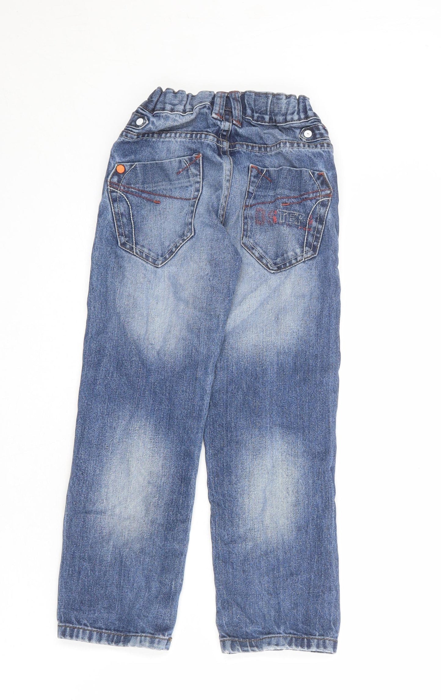 George Boys Blue Cotton Straight Jeans Size 5-6 Years L20 in Regular Zip