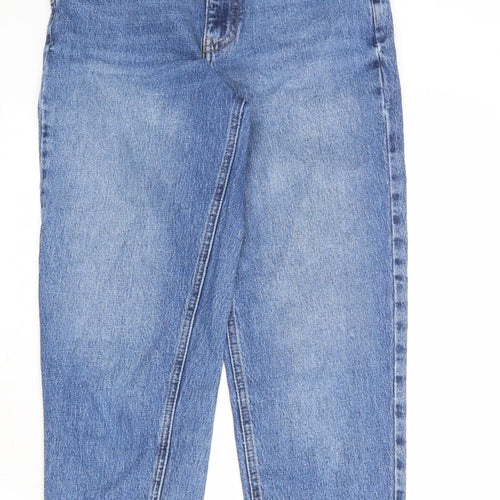 New Look Womens Blue Cotton Mom Jeans Size 8 L26 in Regular Zip