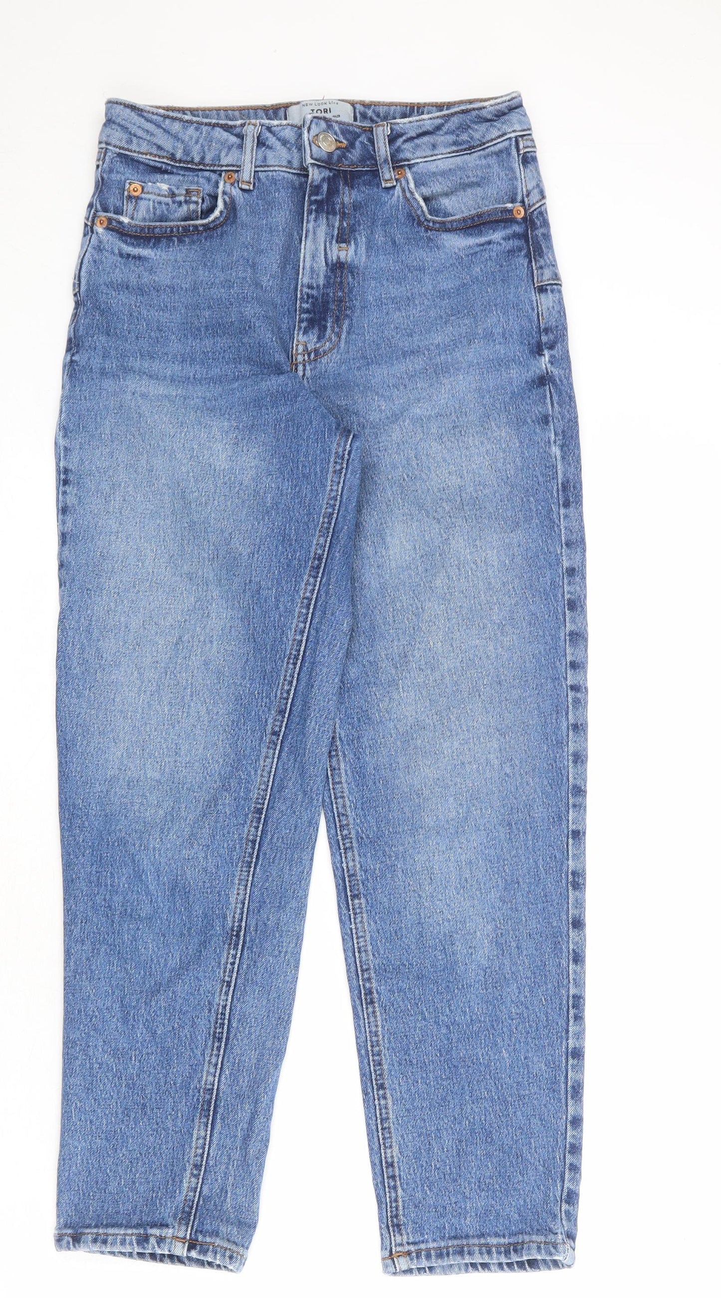 New Look Womens Blue Cotton Mom Jeans Size 8 L26 in Regular Zip