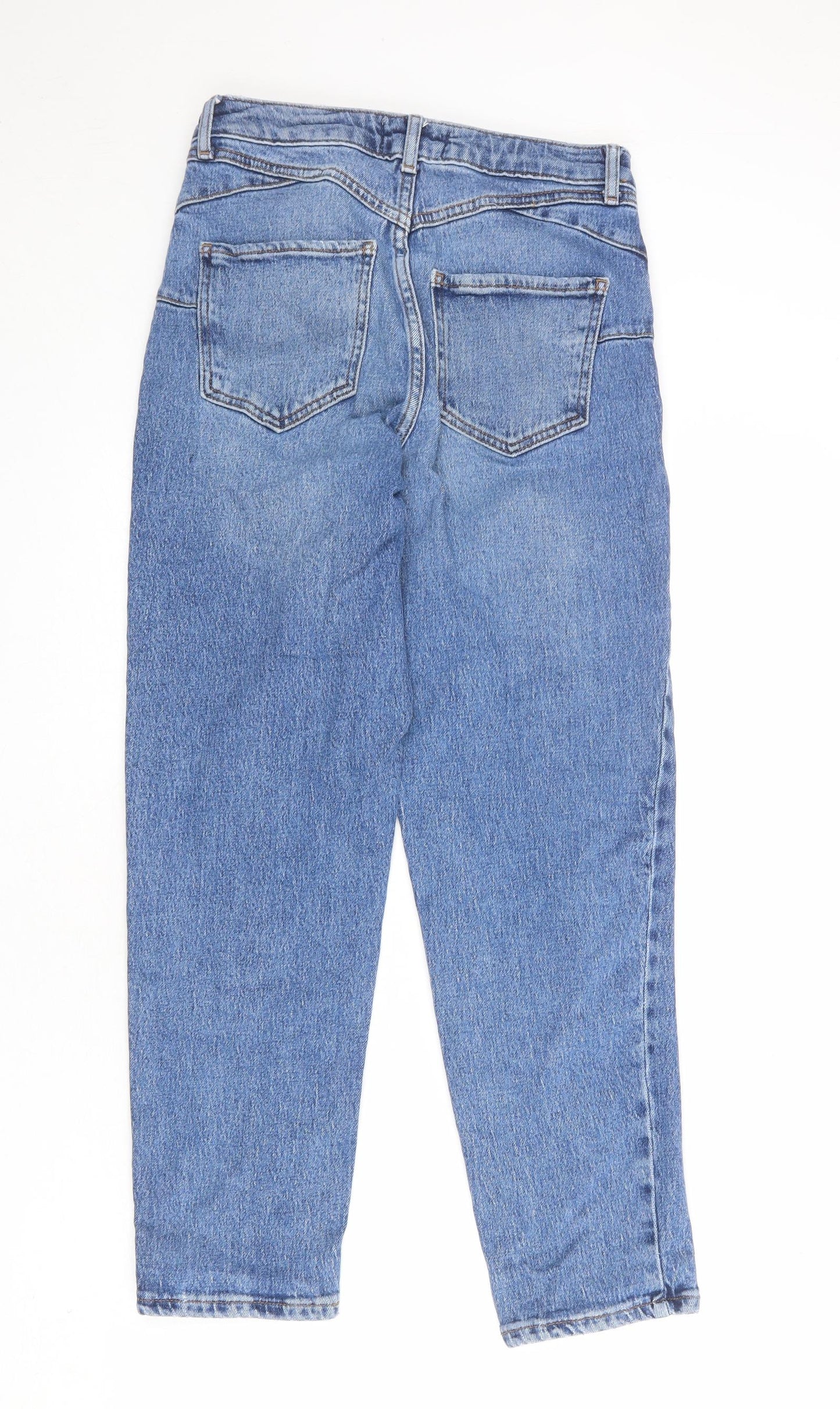New Look Womens Blue Cotton Mom Jeans Size 8 L26 in Regular Zip