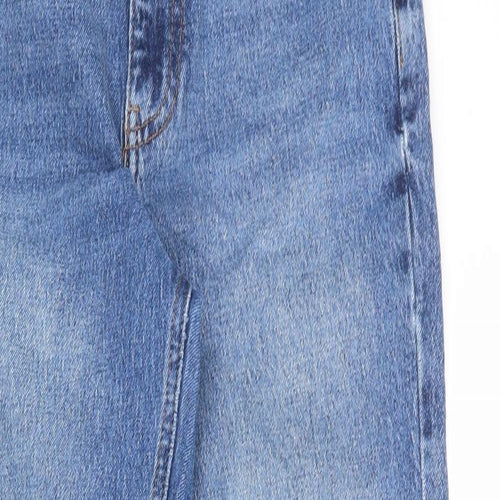 New Look Womens Blue Cotton Mom Jeans Size 8 L26 in Regular Zip