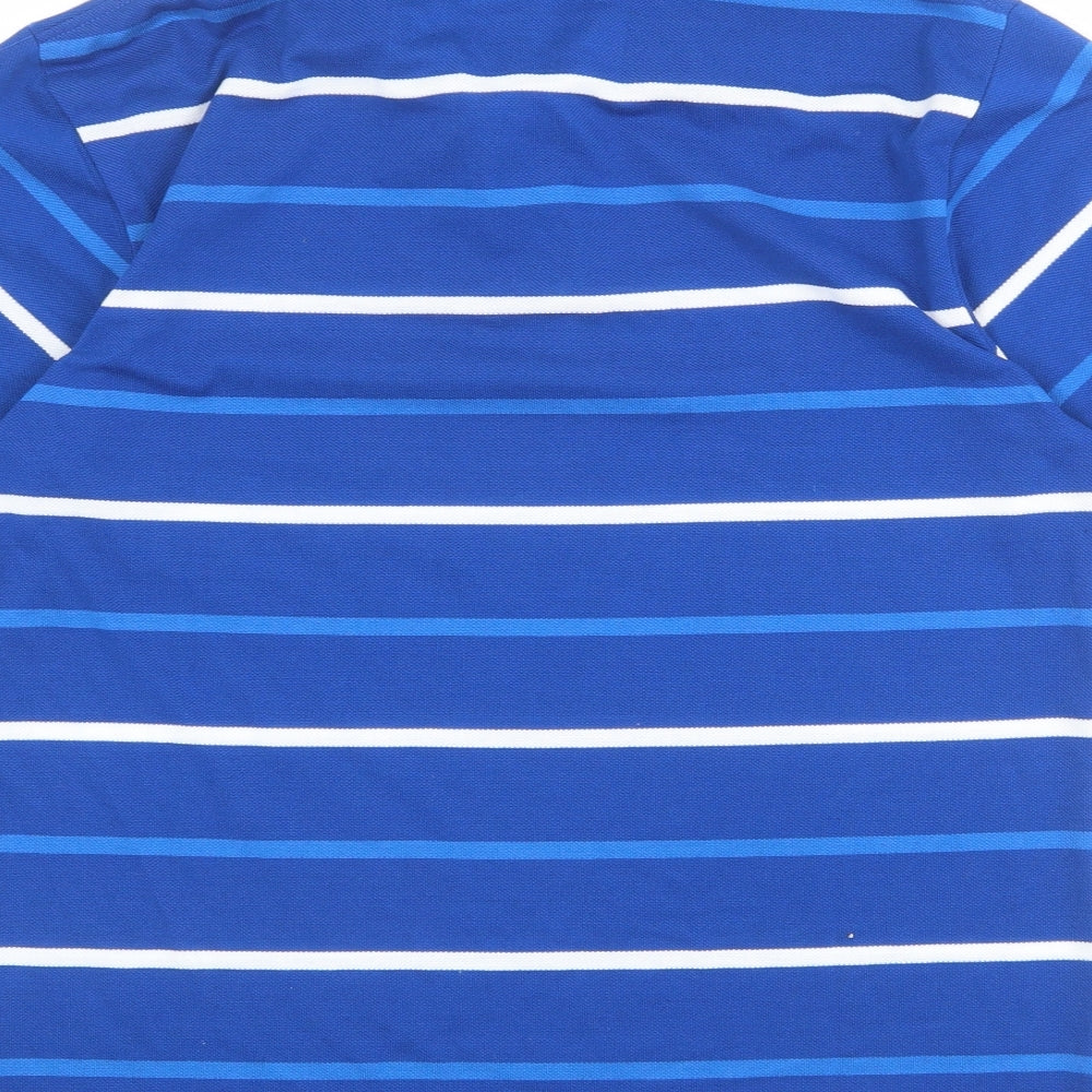 D-ROCK Mens Blue Striped Polyester Polo Size XL Collared Button