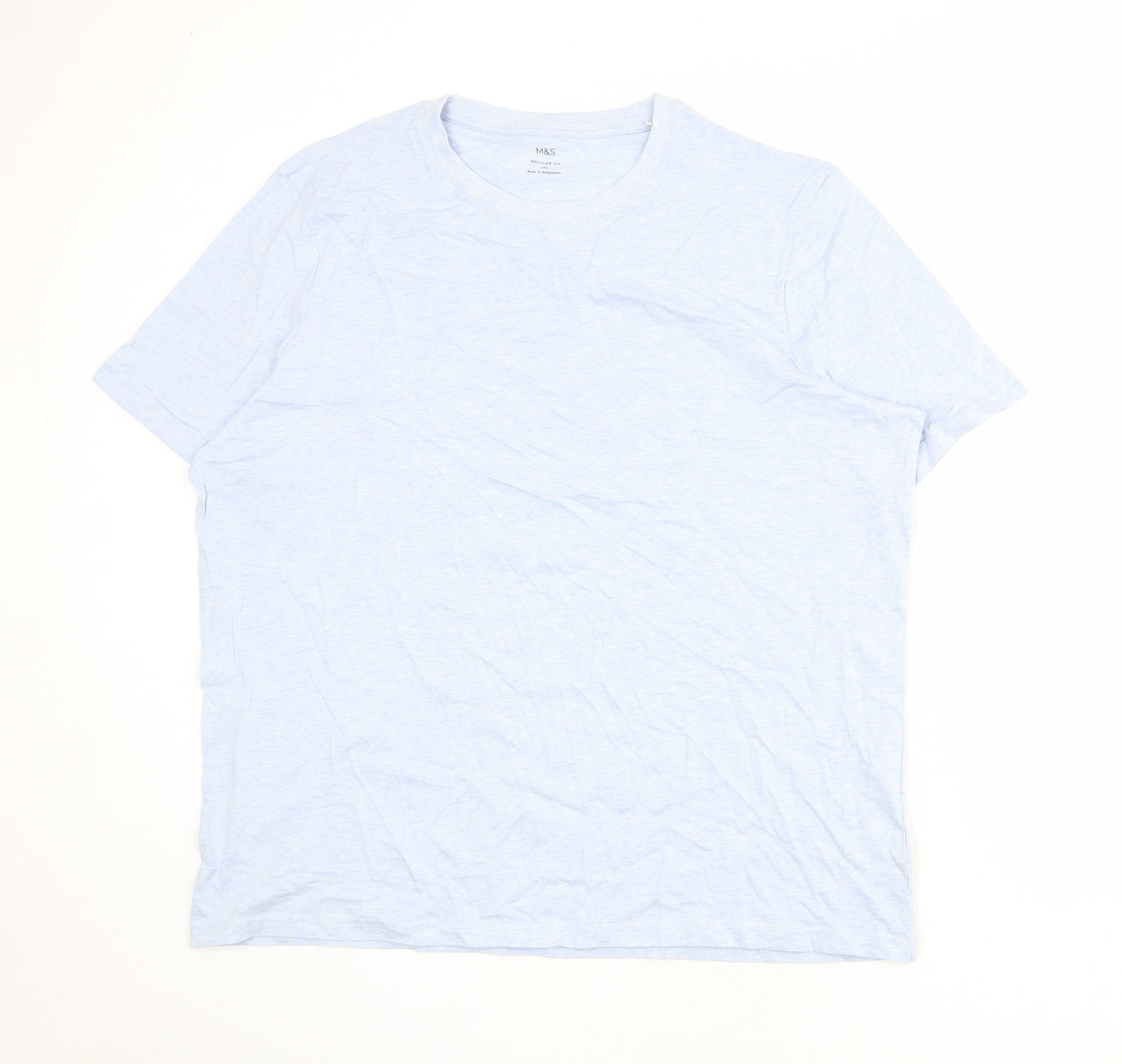 Marks and Spencer Mens Blue Cotton T-Shirt Size 2XL Crew Neck