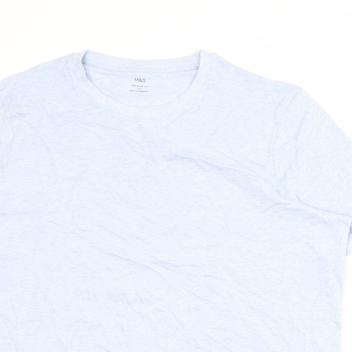 Marks and Spencer Mens Blue Cotton T-Shirt Size 2XL Crew Neck