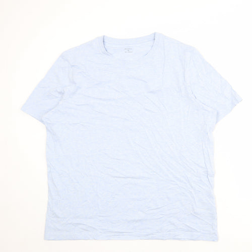 Marks and Spencer Mens Blue Cotton T-Shirt Size 2XL Crew Neck