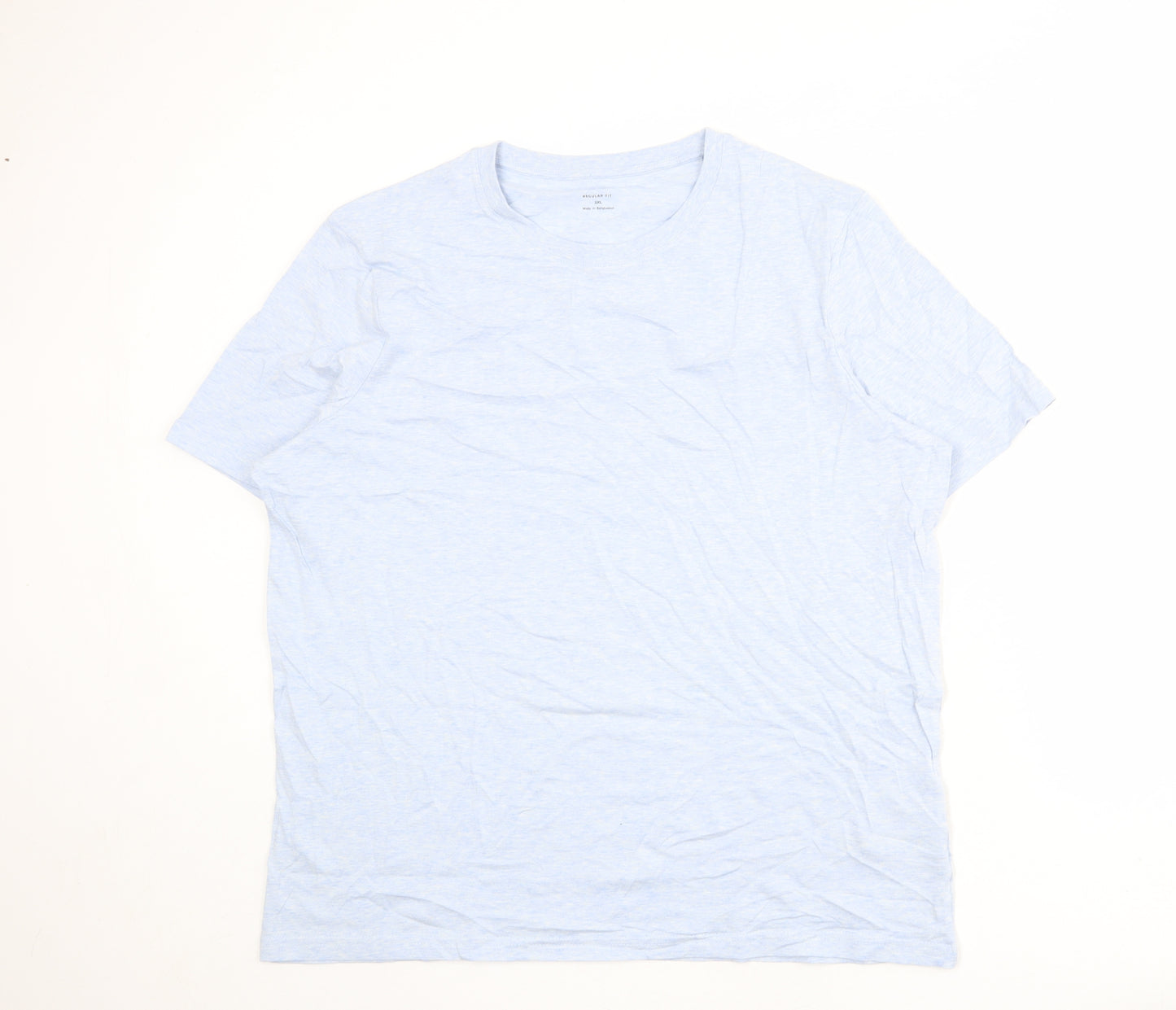 Marks and Spencer Mens Blue Cotton T-Shirt Size 2XL Crew Neck