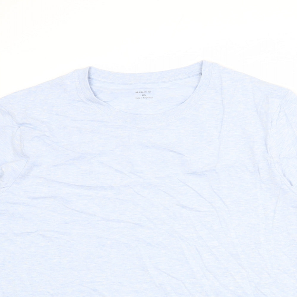 Marks and Spencer Mens Blue Cotton T-Shirt Size 2XL Crew Neck