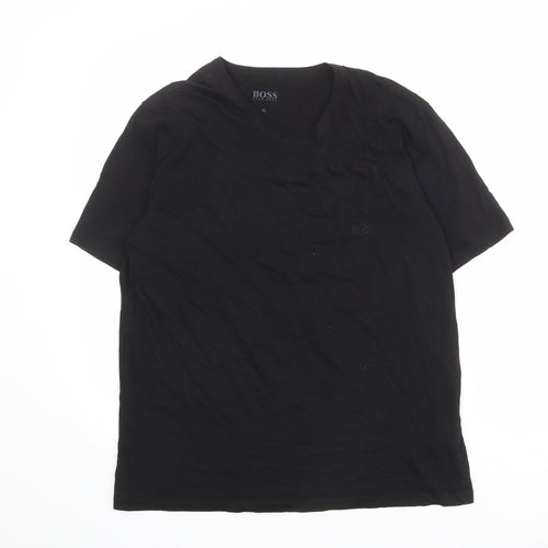 HUGO BOSS Mens Black Cotton T-Shirt Size XL Crew Neck