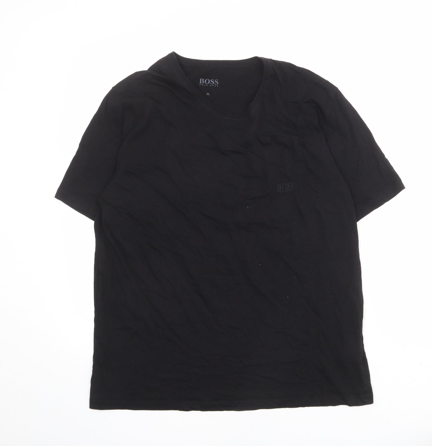HUGO BOSS Mens Black Cotton T-Shirt Size XL Crew Neck
