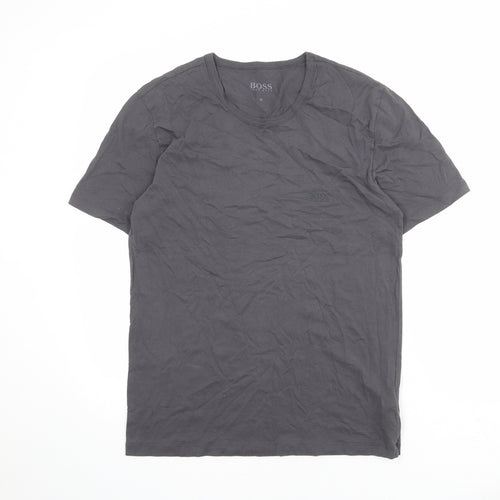 HUGO BOSS Mens Grey Cotton T-Shirt Size M Crew Neck