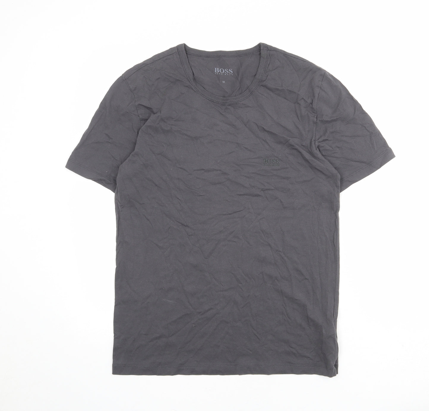 HUGO BOSS Mens Grey Cotton T-Shirt Size M Crew Neck