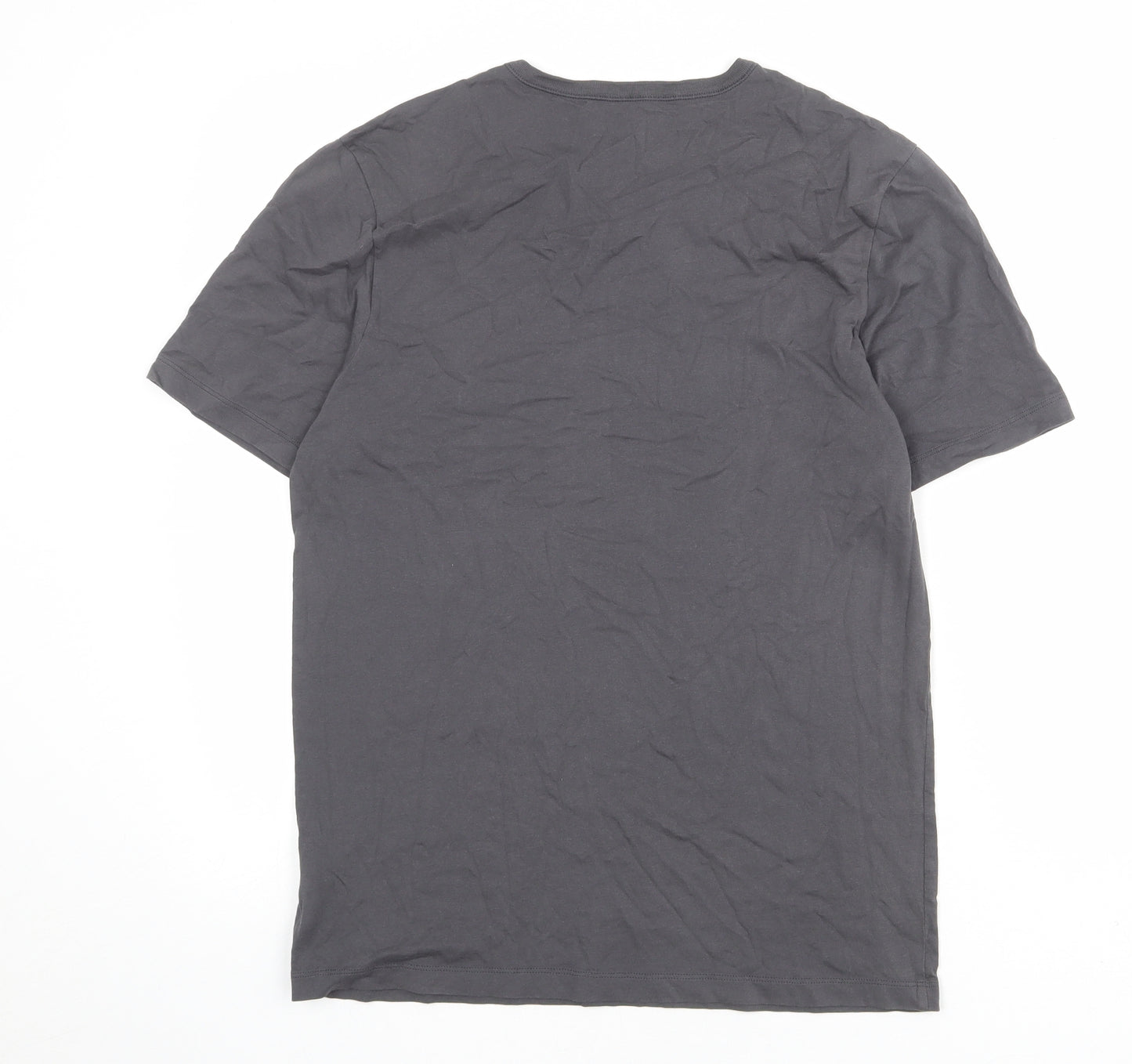 HUGO BOSS Mens Grey Cotton T-Shirt Size M Crew Neck