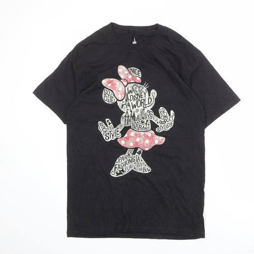 Disney Womens Black 100% Cotton Tunic T-Shirt Size M Crew Neck - Minnie Mouse