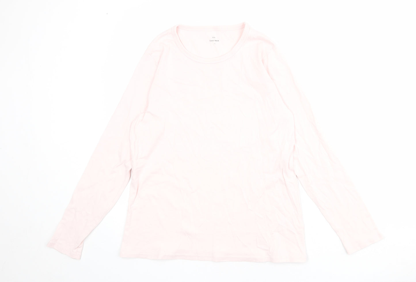 Marks and Spencer Womens Pink 100% Cotton Basic T-Shirt Size 16 Crew Neck