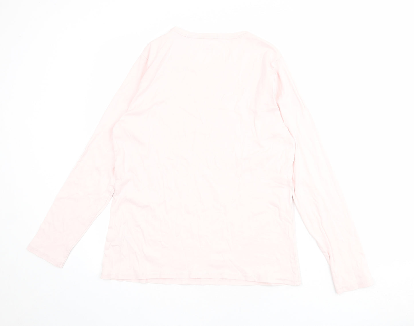 Marks and Spencer Womens Pink 100% Cotton Basic T-Shirt Size 16 Crew Neck