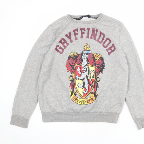 Harry Potter Womens Grey Polyester Pullover Sweatshirt Size M Pullover - Gryffindor