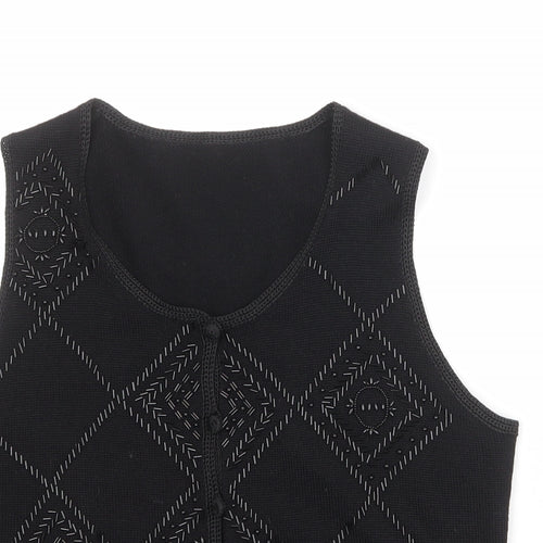St Michael Womens Black Round Neck Geometric Acrylic Pullover Jumper Size 14