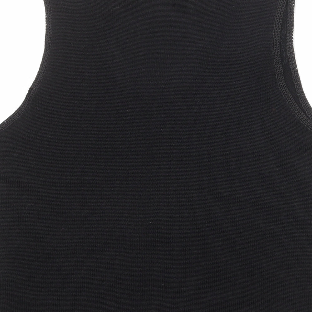 St Michael Womens Black Round Neck Geometric Acrylic Pullover Jumper Size 14