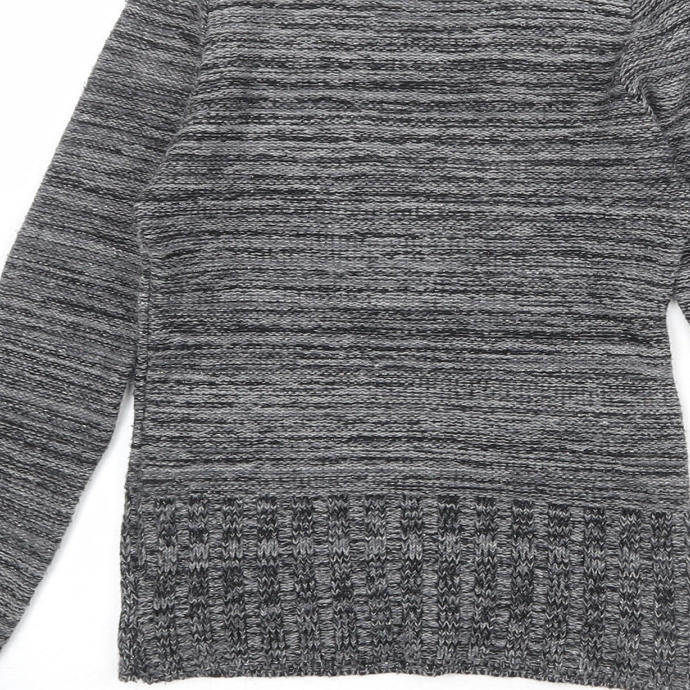Jane Norman Womens Grey V-Neck Acrylic Pullover Jumper Size 8