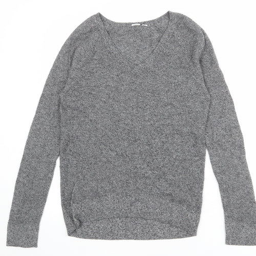 Gap Womens Grey V-Neck Cotton Pullover Jumper Size S