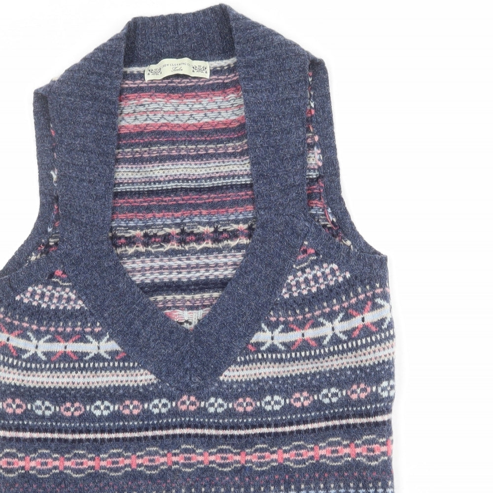 Crew Clothing Womens Multicoloured V-Neck Geometric Wool Vest Jumper Size 12