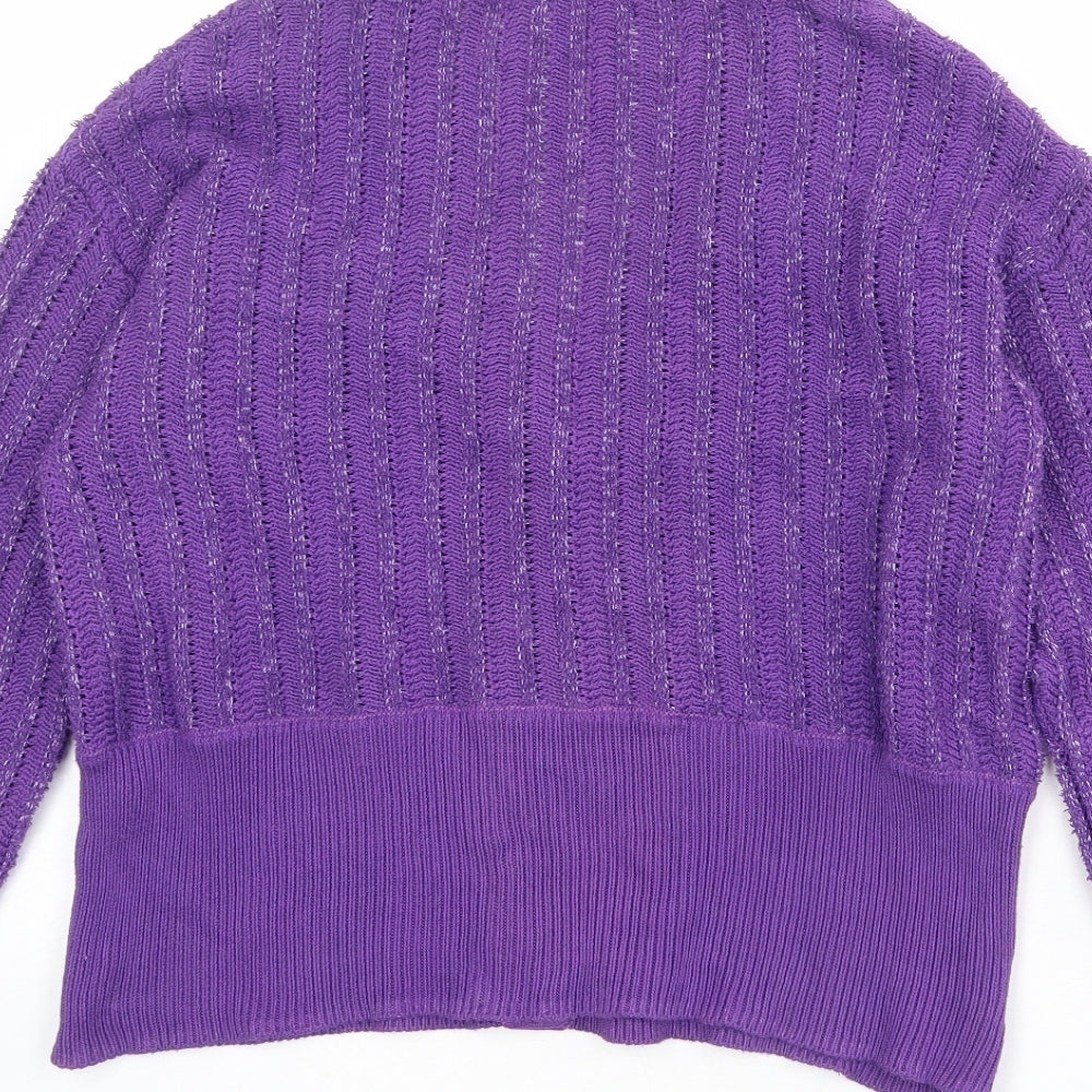 Marks and Spencer Womens Purple V-Neck Cotton Cardigan Jumper Size 14