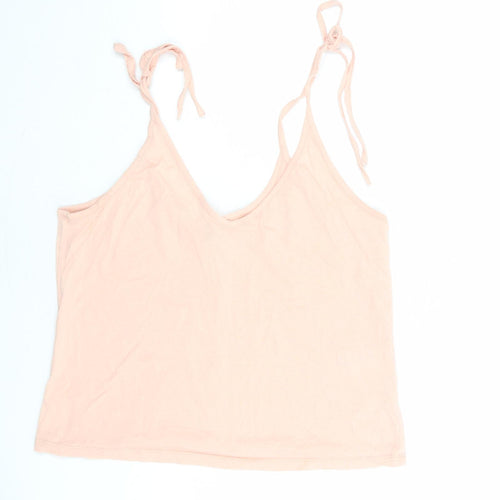 & Other Stories Womens Pink 100% Cotton Camisole Tank Size 14 V-Neck - Tie Shoulder Detail