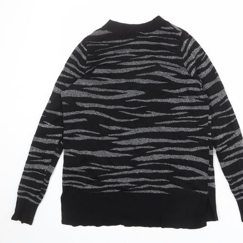 Topshop Womens Black Round Neck Animal Print Viscose Pullover Jumper Size 8 - Tiger pattern
