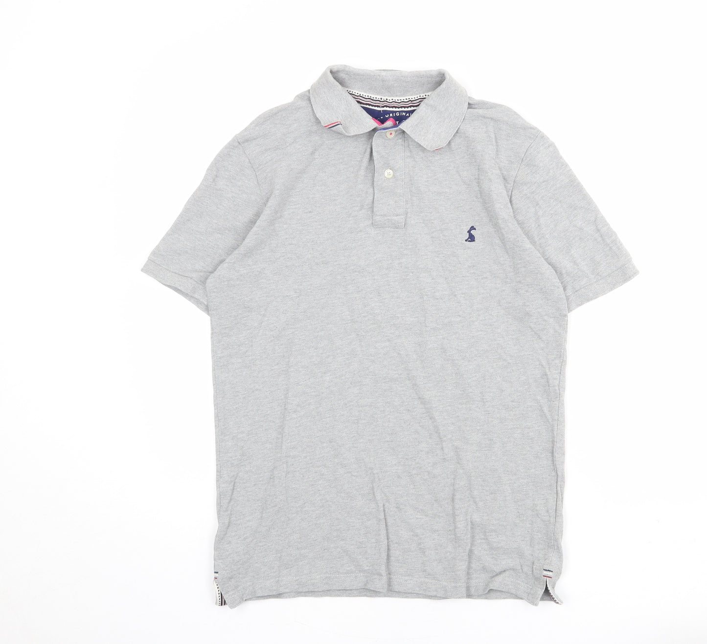 Joules Mens Grey 100% Cotton Polo Size S Collared Button