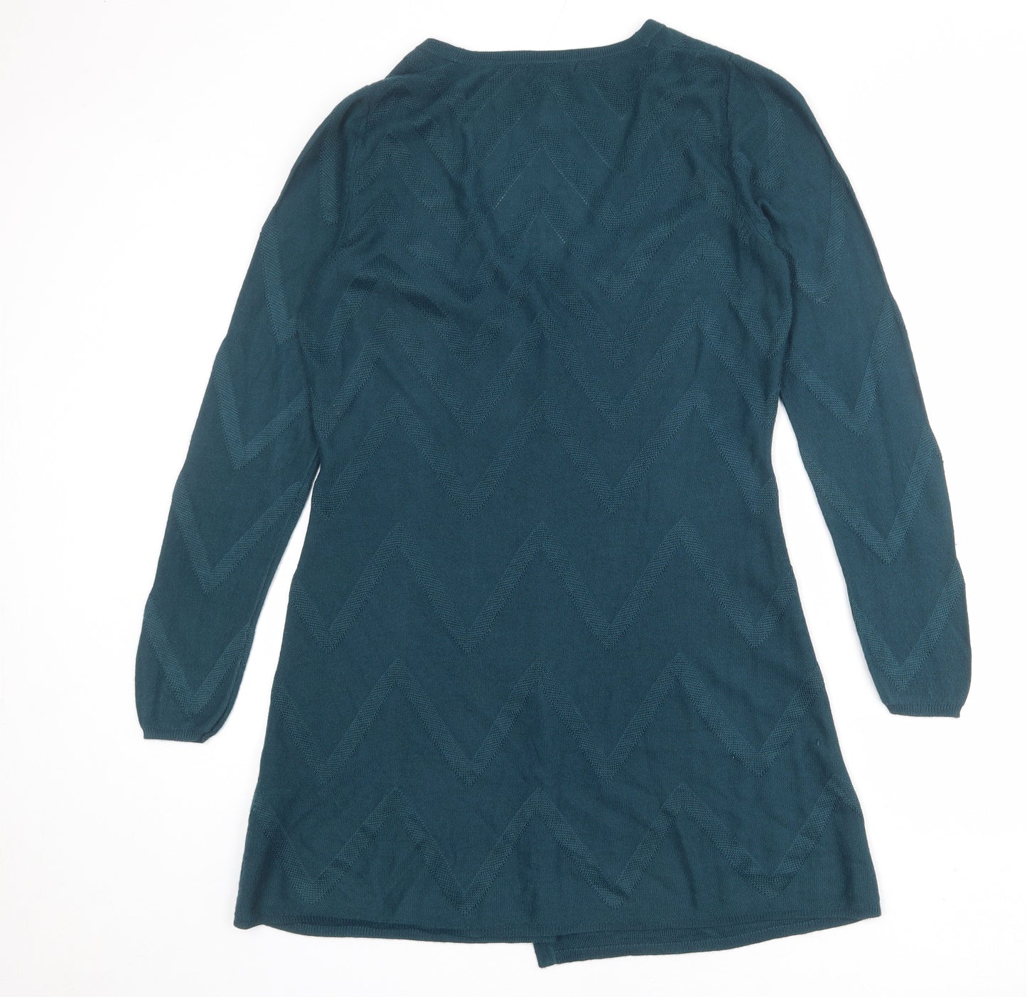 Monsoon Womens Blue V-Neck Geometric Acrylic Cardigan Jumper Size M