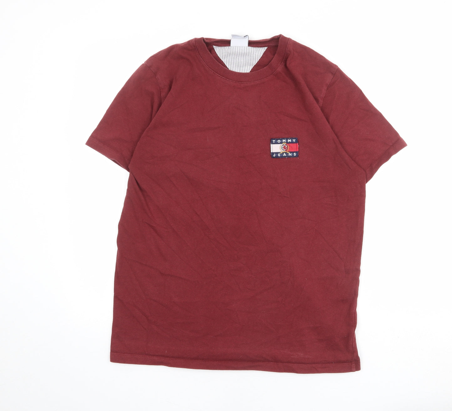 Tommy Jeans Mens Red Cotton T-Shirt Size M Crew Neck