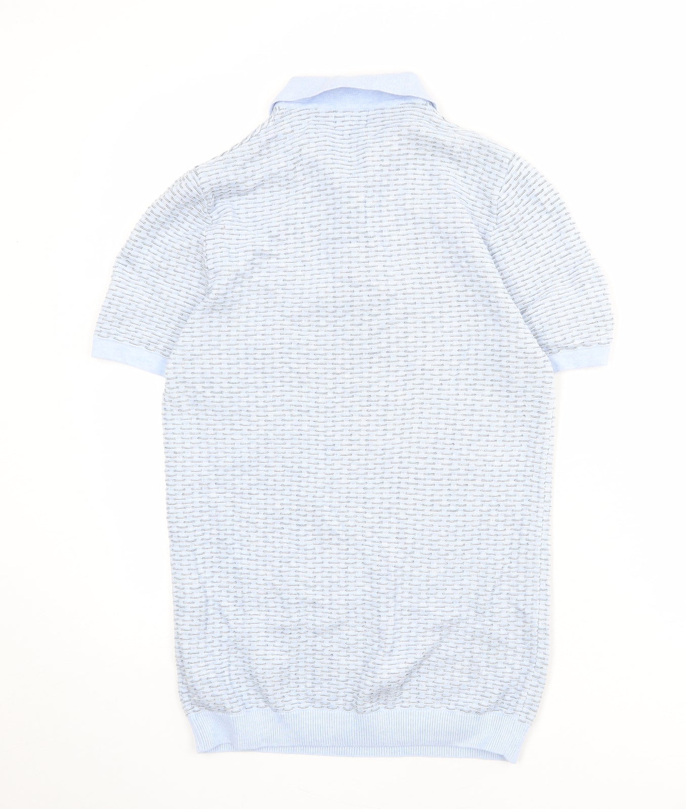 NEXT Mens Blue Geometric 100% Cotton Polo Size S Collared Button