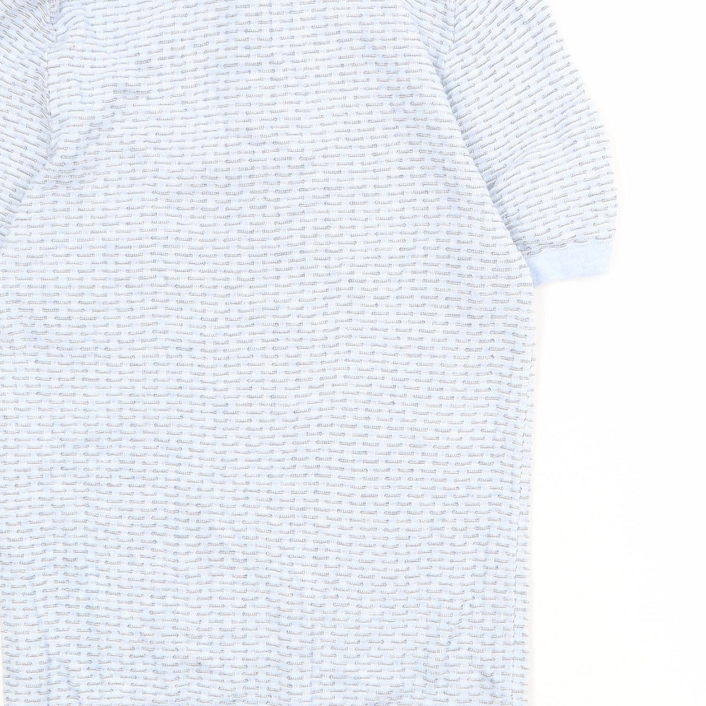 NEXT Mens Blue Geometric 100% Cotton Polo Size S Collared Button