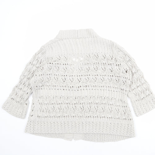 Marks and Spencer Womens Beige V-Neck Acrylic Cardigan Jumper Size 14