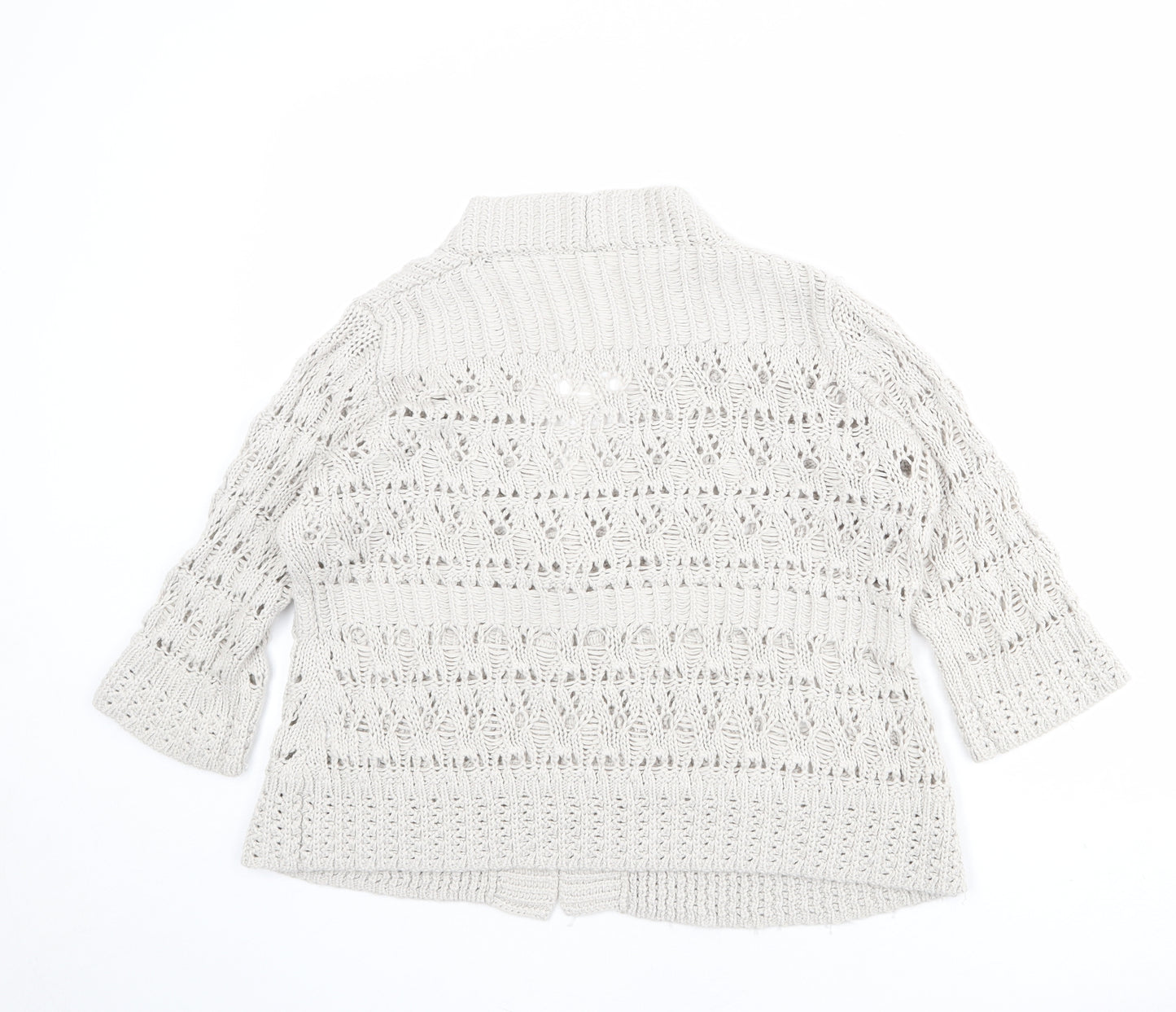 Marks and Spencer Womens Beige V-Neck Acrylic Cardigan Jumper Size 14