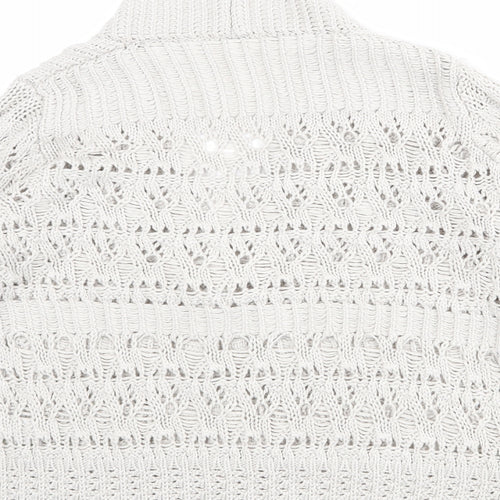 Marks and Spencer Womens Beige V-Neck Acrylic Cardigan Jumper Size 14