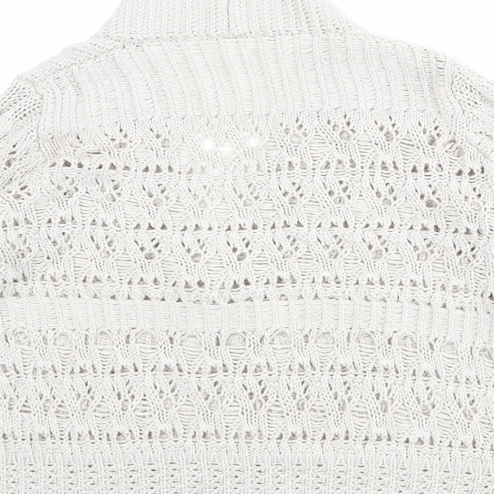 Marks and Spencer Womens Beige V-Neck Acrylic Cardigan Jumper Size 14