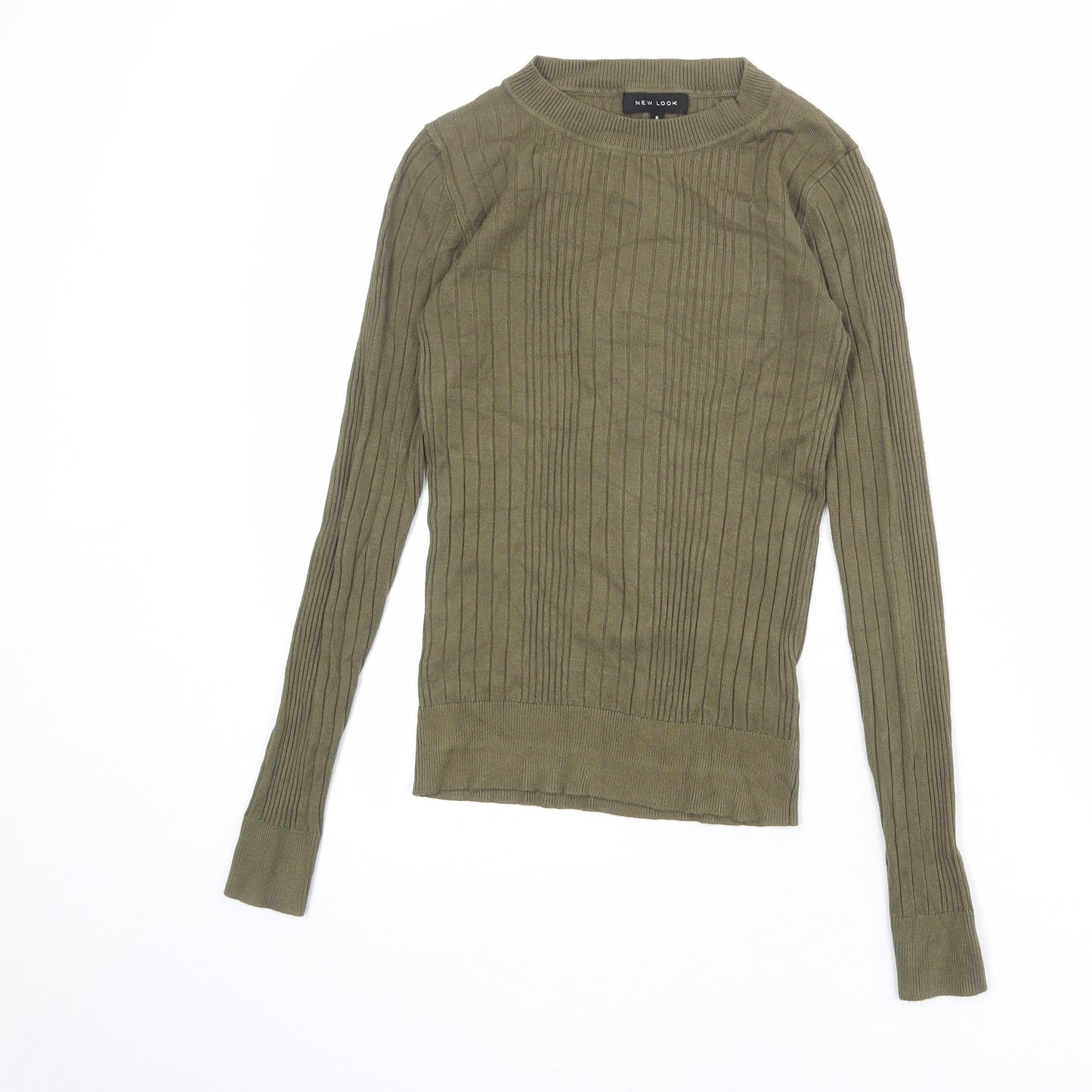 New Look Womens Green Round Neck Viscose Pullover Jumper Size 6
