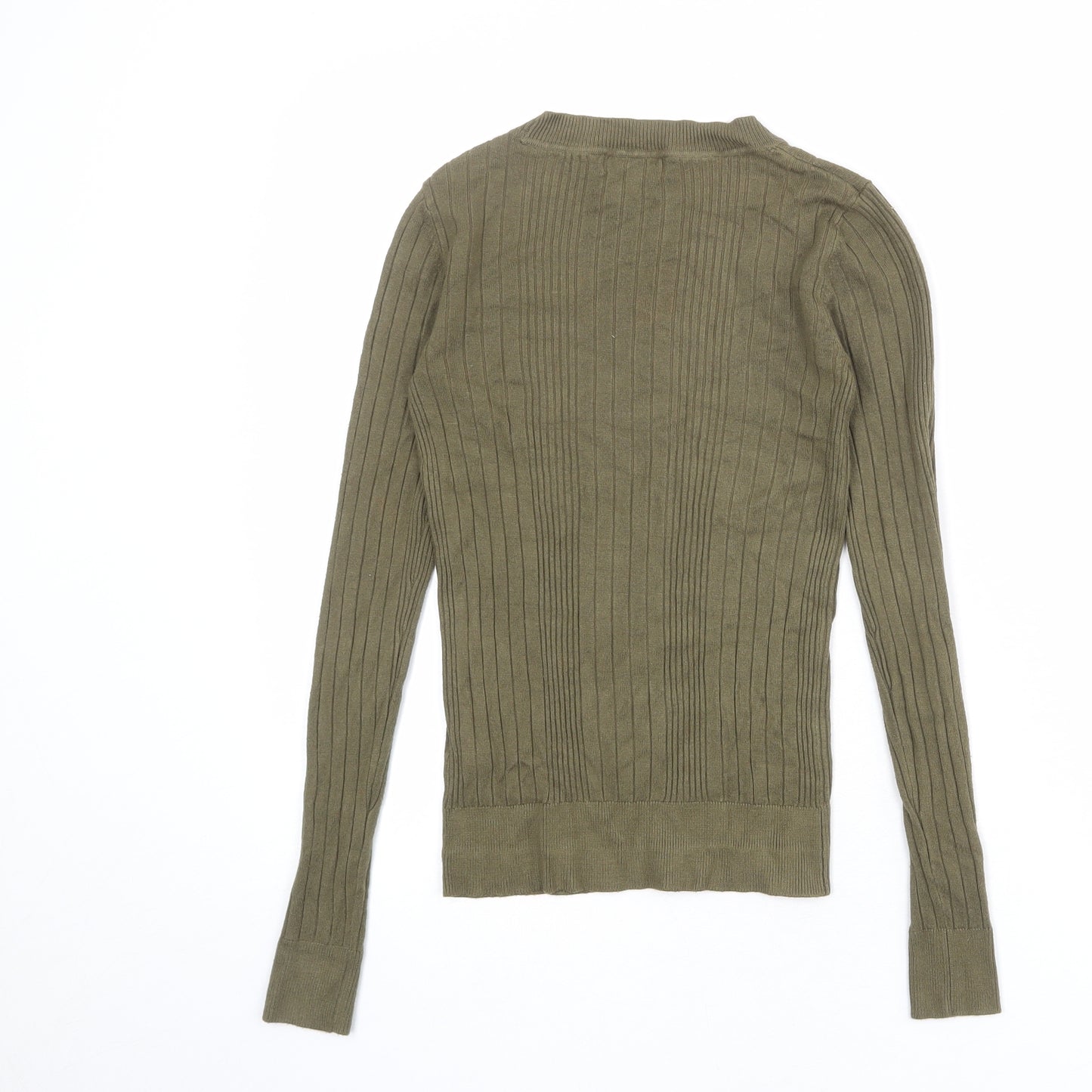 New Look Womens Green Round Neck Viscose Pullover Jumper Size 6