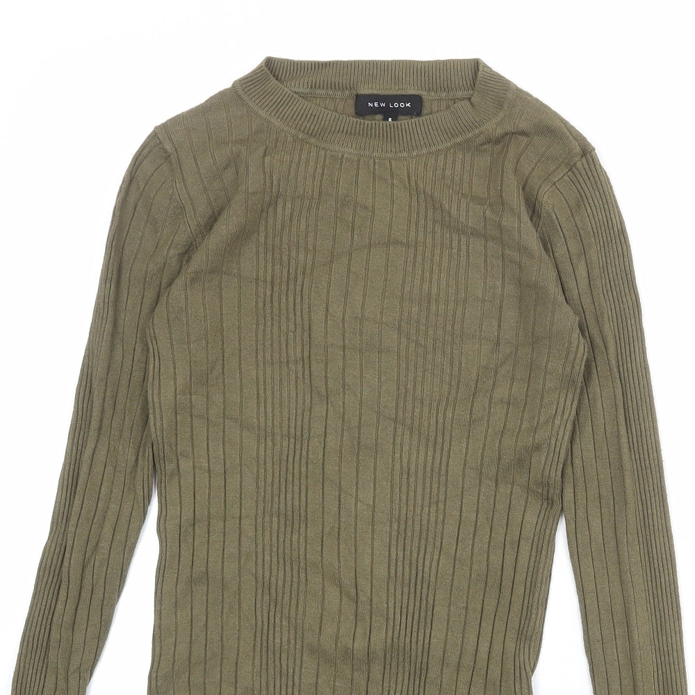 New Look Womens Green Round Neck Viscose Pullover Jumper Size 6