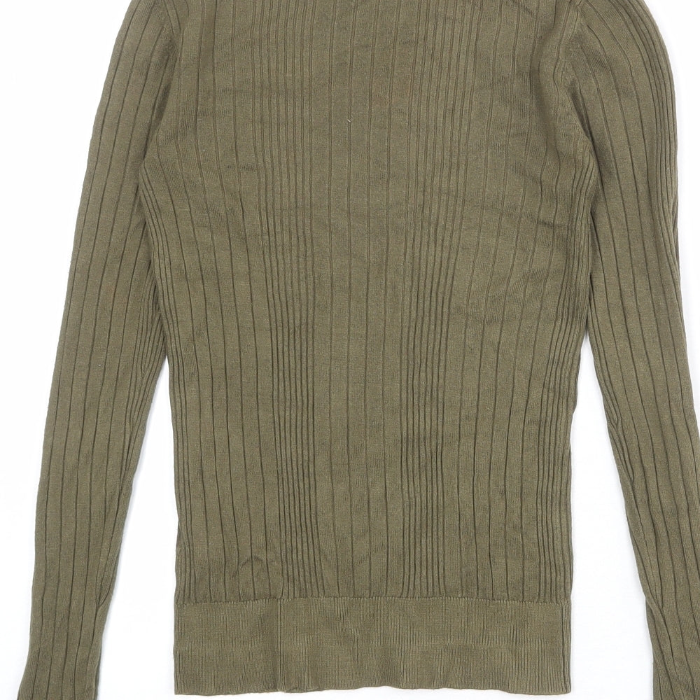 New Look Womens Green Round Neck Viscose Pullover Jumper Size 6