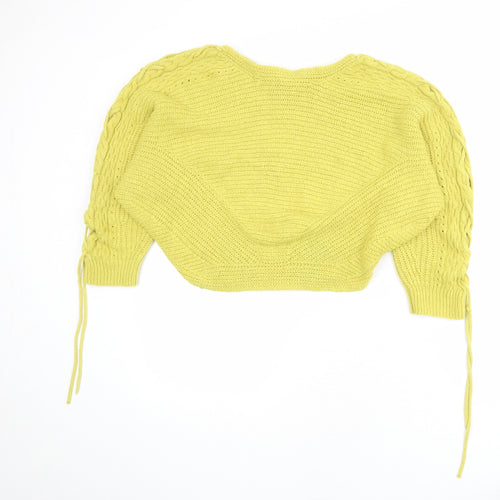 Miss Selfridge Womens Green Round Neck Acrylic Pullover Jumper Size 14